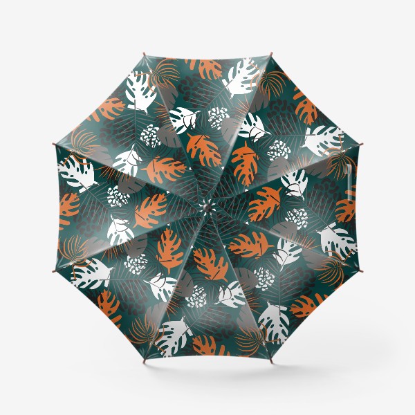 Зонт «Паттерн Тропические листья на темно-зеленом фоне»
