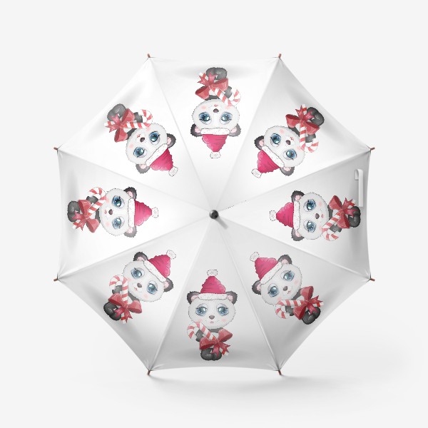 Зонт «Панда с кенди-кейн, новый год»