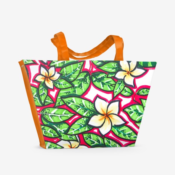 Пляжная сумка «Тропические цветы и листья»