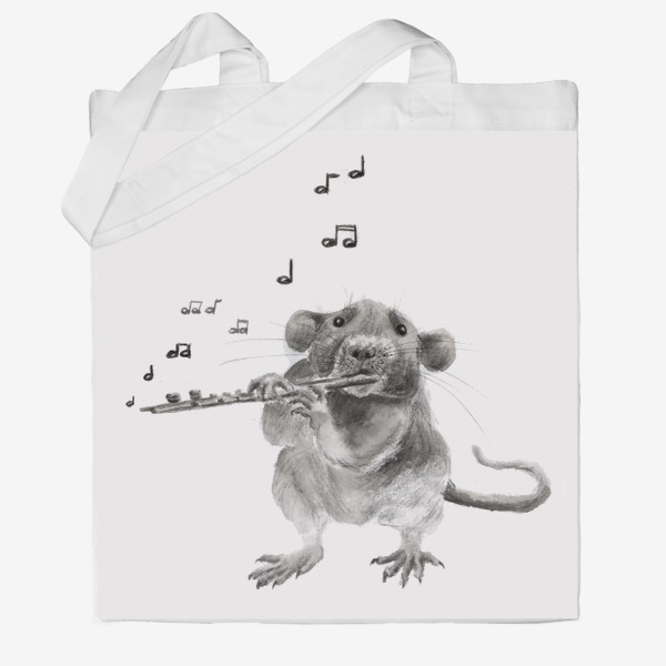 Сумка хб «грызун крысенок играет музыку»