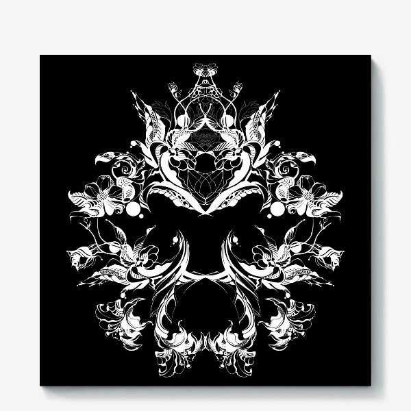 Холст &laquo;Абстрактные цветы на черном фоне&raquo;