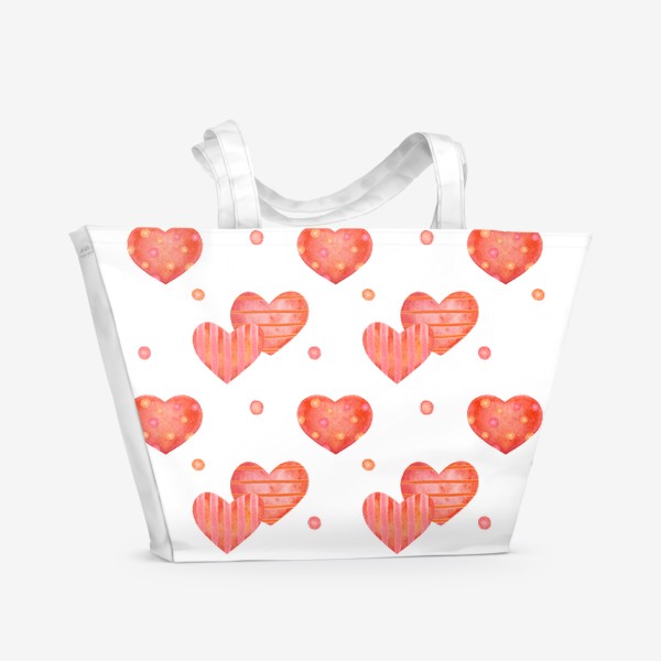 Пляжная сумка «Сердце, акварельный принт»