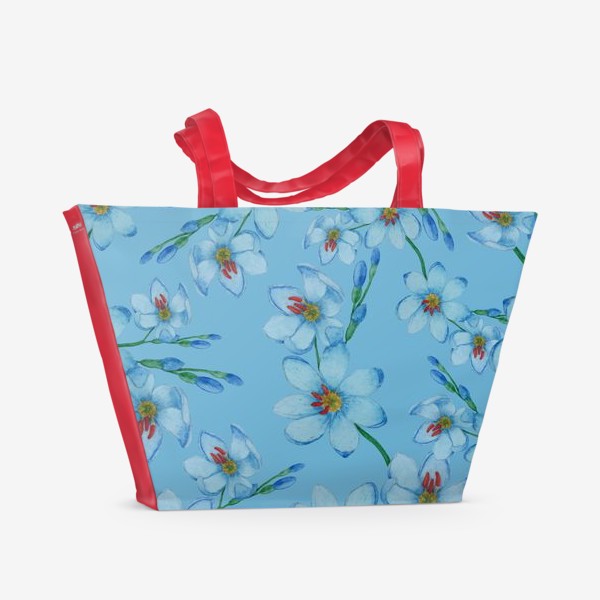 Пляжная сумка «Иксии на голубом фоне»