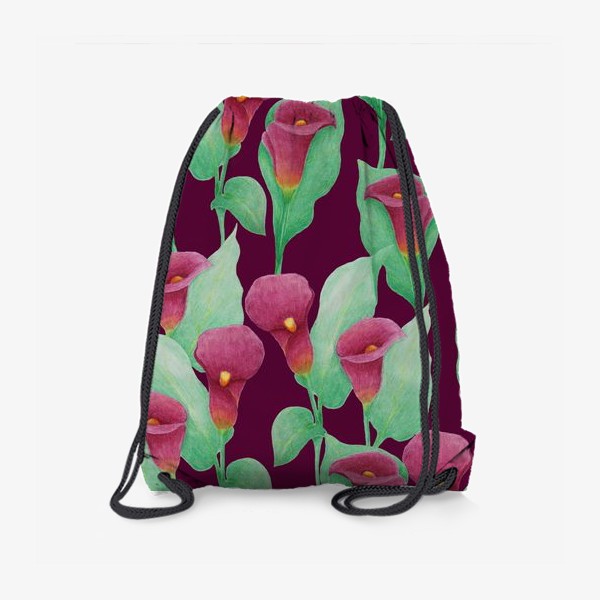 Рюкзак «Каллы на темно-вишневом фоне»