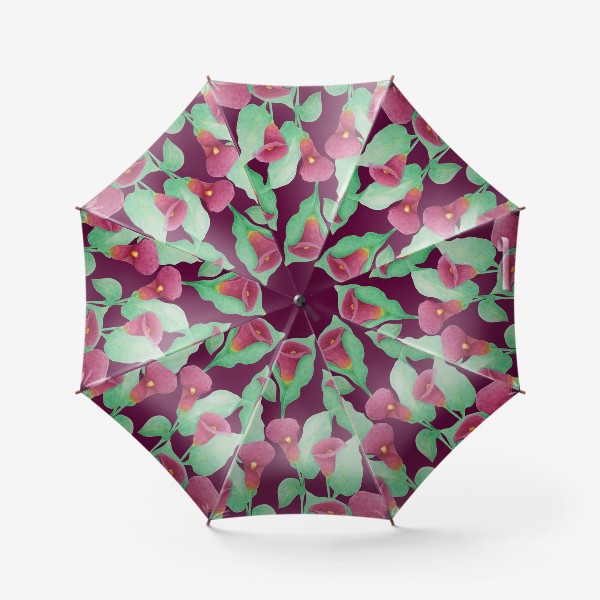 Зонт &laquo;Каллы на темно-вишневом фоне&raquo;