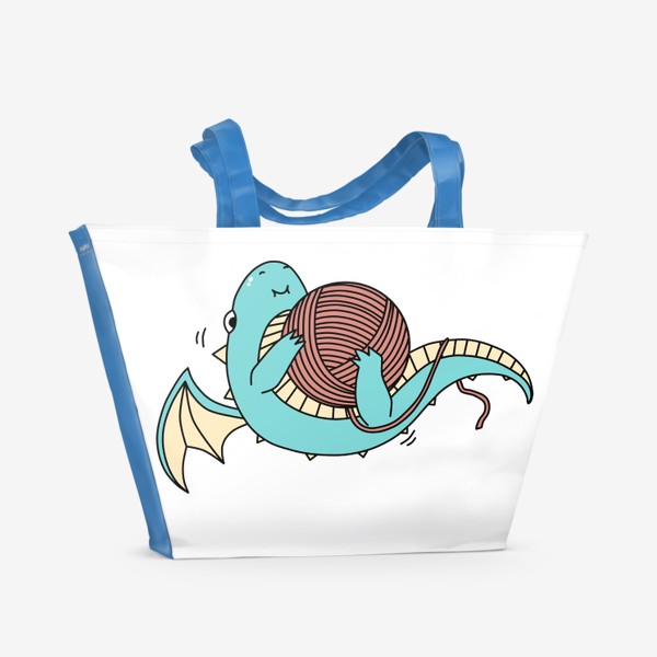 Пляжная сумка «Маленький дракончик с клубком ниток»