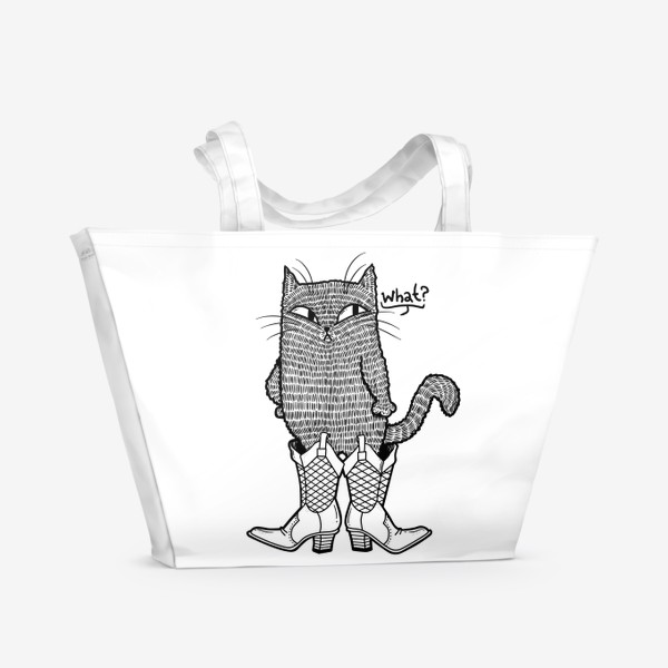 Пляжная сумка «Кот в сапогах (черно-белый)»