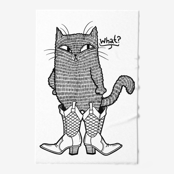 Полотенце «Кот в сапогах (черно-белый)»