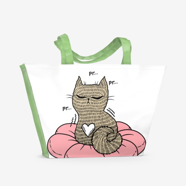 Пляжная сумка «Котик на подушке»