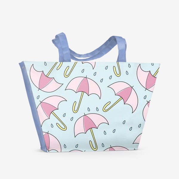 Пляжная сумка &laquo;Паттерн - Дождь и зонтики&raquo;