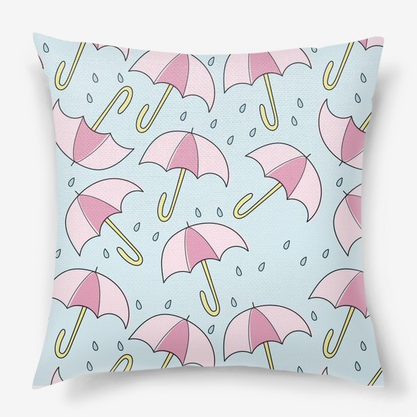 Подушка «Паттерн - Дождь и зонтики»