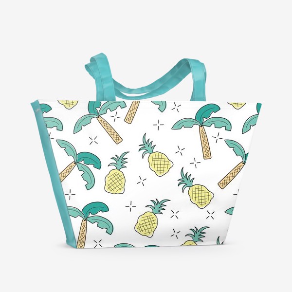 Пляжная сумка &laquo;Пальмы и ананасы на белом&raquo;