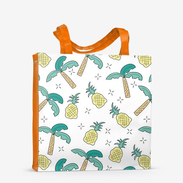 Сумка-шоппер «Пальмы и ананасы на белом»