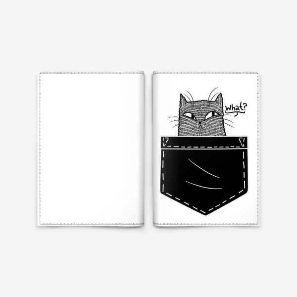 Обложка для паспорта &laquo;Кот в черном кармане&raquo;