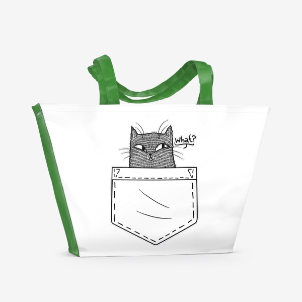 Пляжная сумка «Кот в белом кармане»