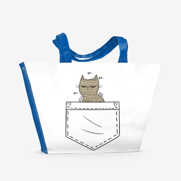 Пляжная сумка «Котик в белом кармане»