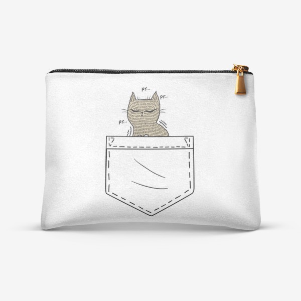 Косметичка «Котик в белом кармане»
