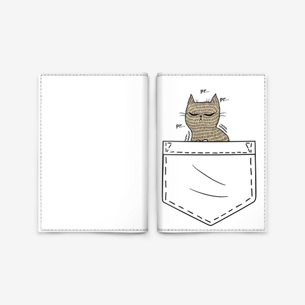 Обложка для паспорта «Котик в белом кармане»