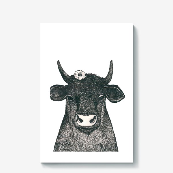 Холст «Графическая работа бык символ года»