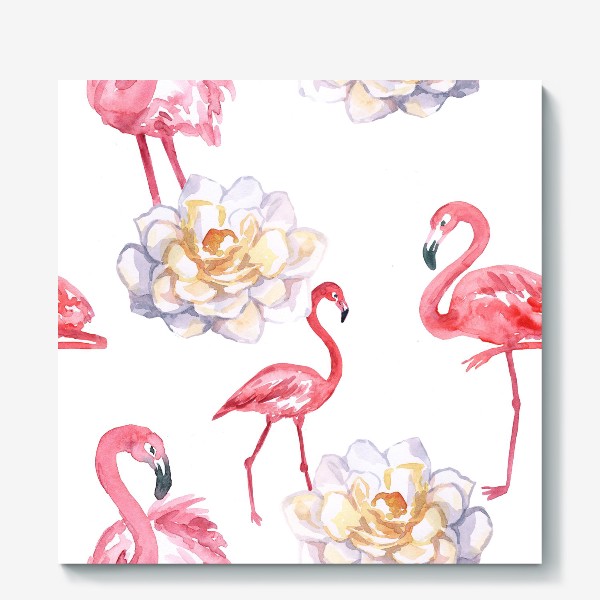 Холст «Фламинго цветы»