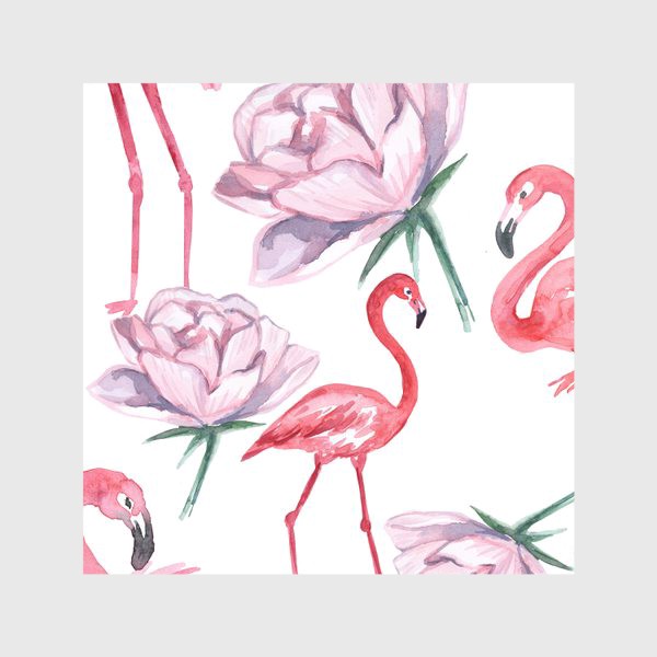 Скатерть «Пион Фламинго Птицы»