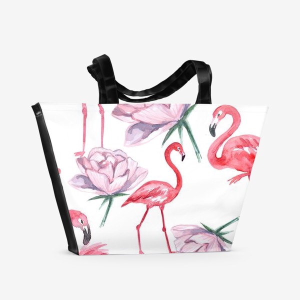 Пляжная сумка «Пион Фламинго Птицы»