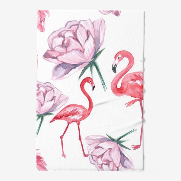 Полотенце «Пион Фламинго Птицы»