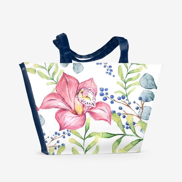 Пляжная сумка «Орхидея паттерн цветы»