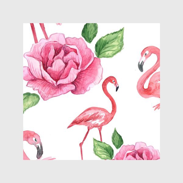 Шторы «Пион Фламинго Птицы Цветы»