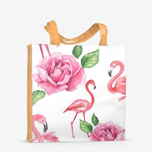 Сумка-шоппер «Пион Фламинго Птицы Цветы»