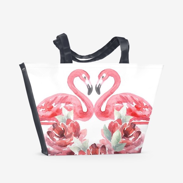 Пляжная сумка &laquo;Сердце из цветов Фламиного пионы&raquo;