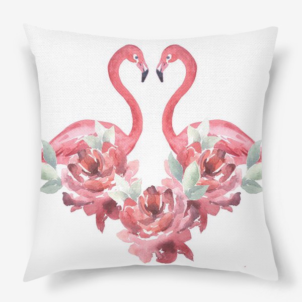 Подушка «Розы Фламинго Акварель»