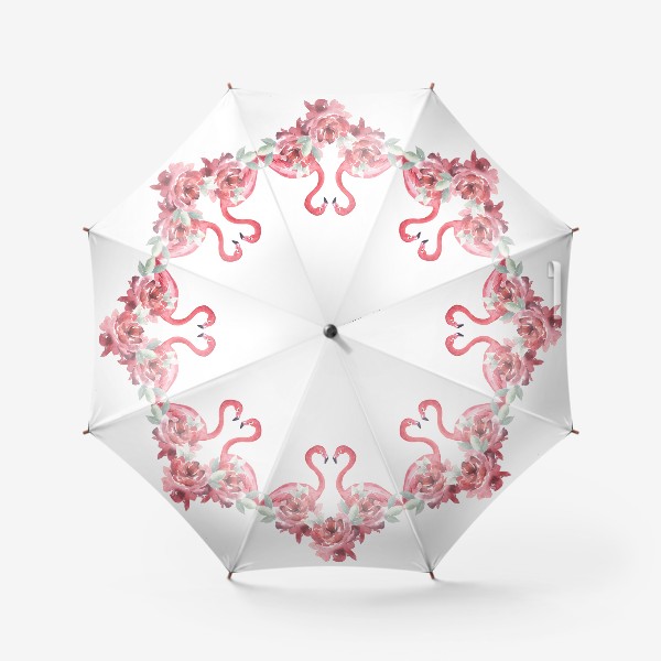 Зонт «Розы Фламинго Акварель»