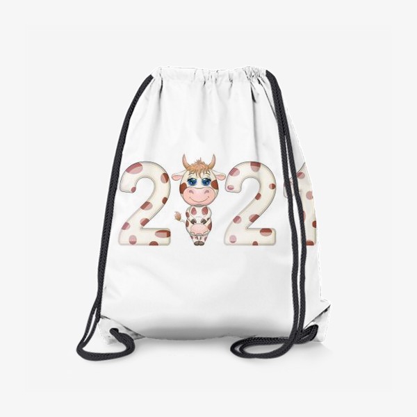 Рюкзак «2021, корова в надписи нового года»