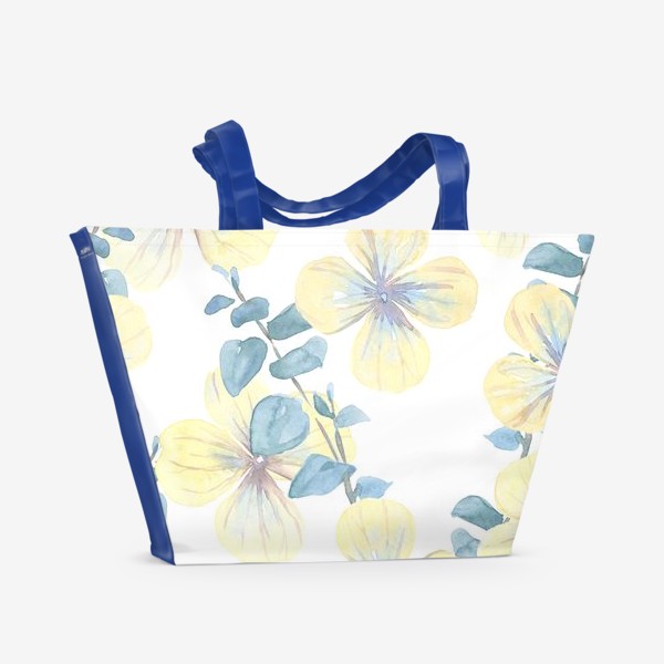 Пляжная сумка «Цветы Паттерн Акварель»