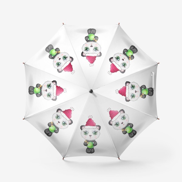 Зонт «Панда с елочным шариком, новый год»
