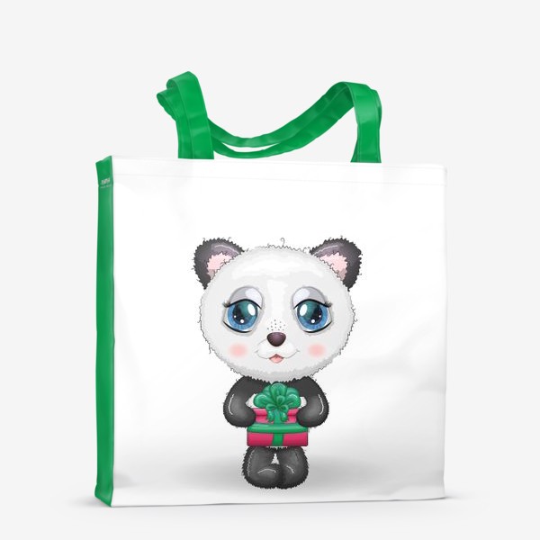 Сумка-шоппер «Панда с подарком, новый год»