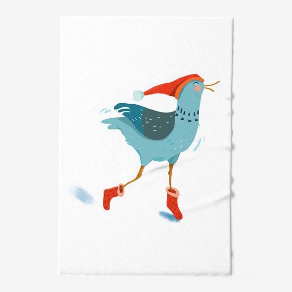 Полотенце «Птица в красной шапке и в носках»