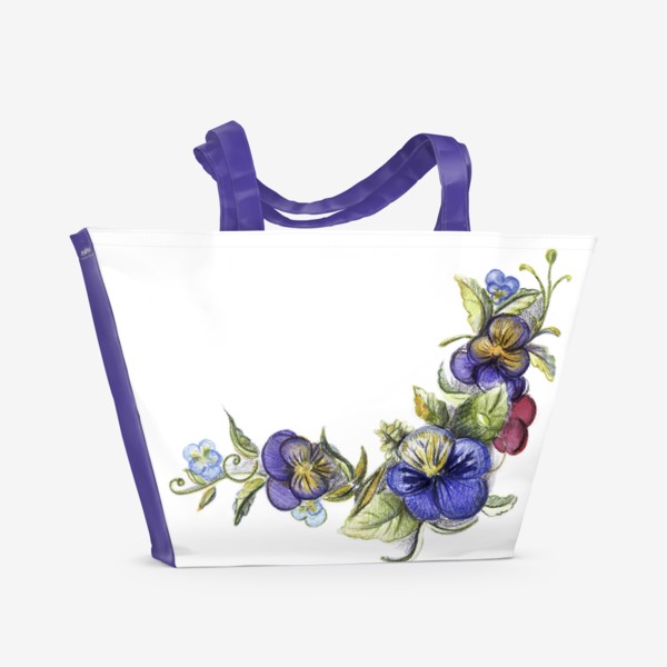 Пляжная сумка «Цветы анютины глазки»