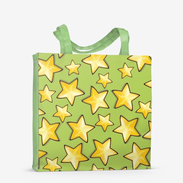 Сумка-шоппер «Звездный узор на зеленом фоне»