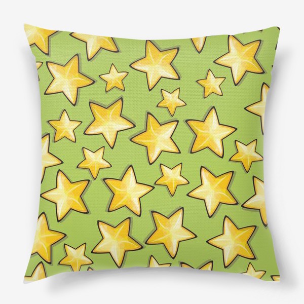 Подушка «Звездный узор на зеленом фоне»
