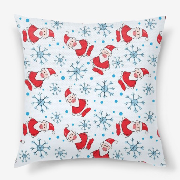 Подушка «Деды морозы - Новогодний узор со снежинками»