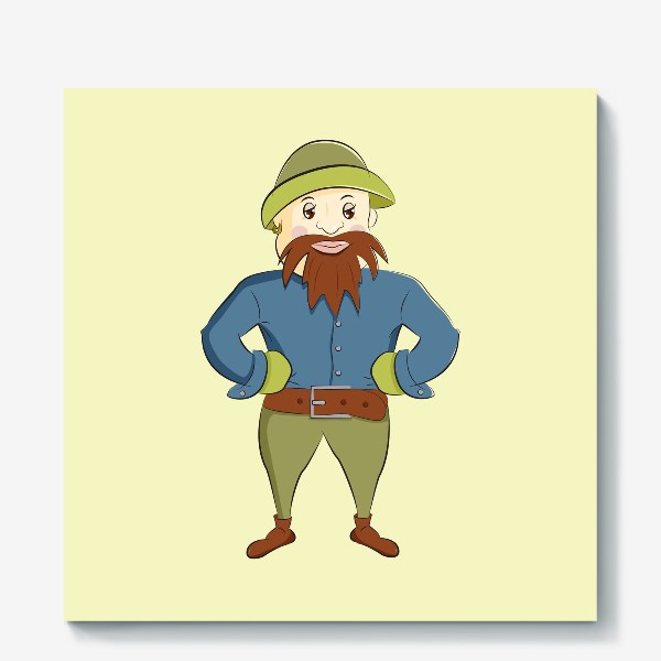 Холст «человечек с бородой в шляпе, забавный персонаж»