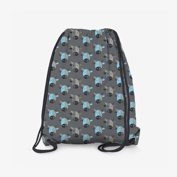 Рюкзак «Серо-голубой орнамент. Голова быка.»