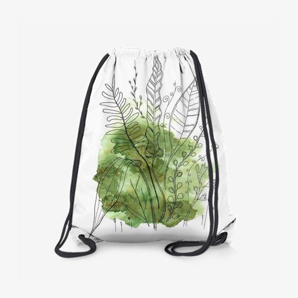 Рюкзак «листья и ветки на зеленом абстрактном фоне»