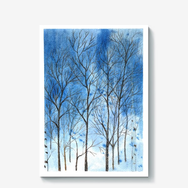 Холст &laquo;силуэты деревьев на фоне синего неба, голые деревья&raquo;