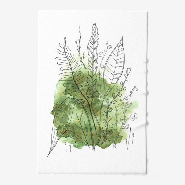 Полотенце «листья и ветки на зеленом абстрактном фоне»