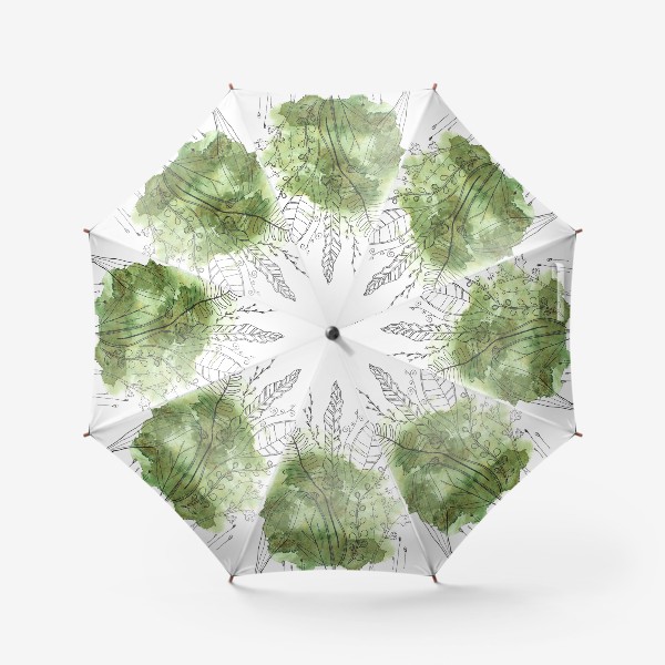 Зонт «листья и ветки на зеленом абстрактном фоне»
