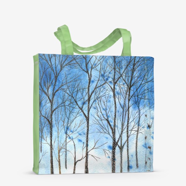 Сумка-шоппер «силуэты деревьев на фоне синего неба, голые деревья»