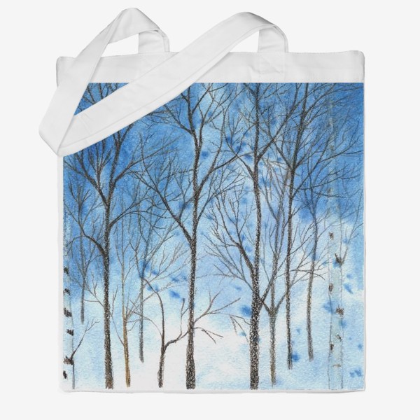 Сумка хб &laquo;силуэты деревьев на фоне синего неба, голые деревья&raquo;